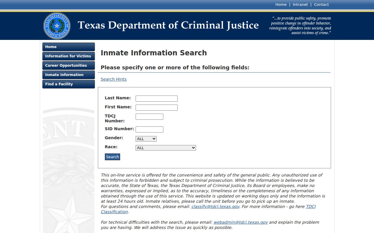 Denton County sex offender check compared with the TDCJ inmate search